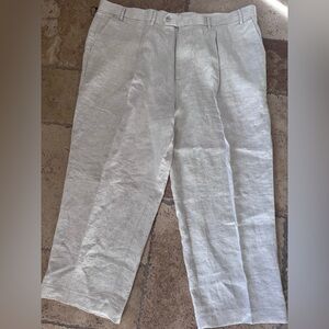 Murano Linen Pants Men 46 x 34 Classic Fit Beige